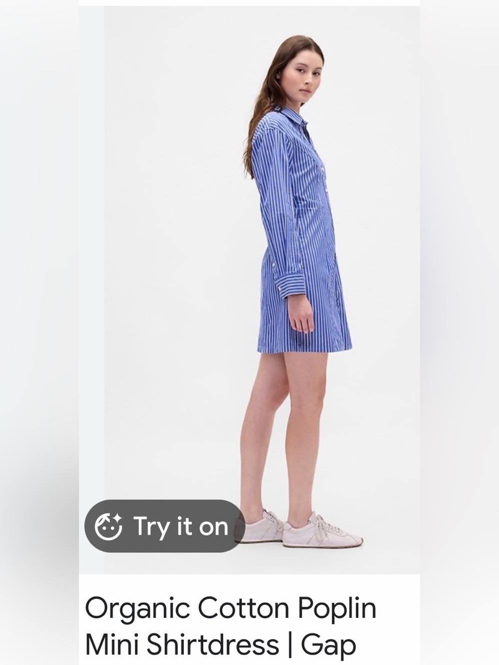 GAP Blue & White Striped Mini Shirt Dress